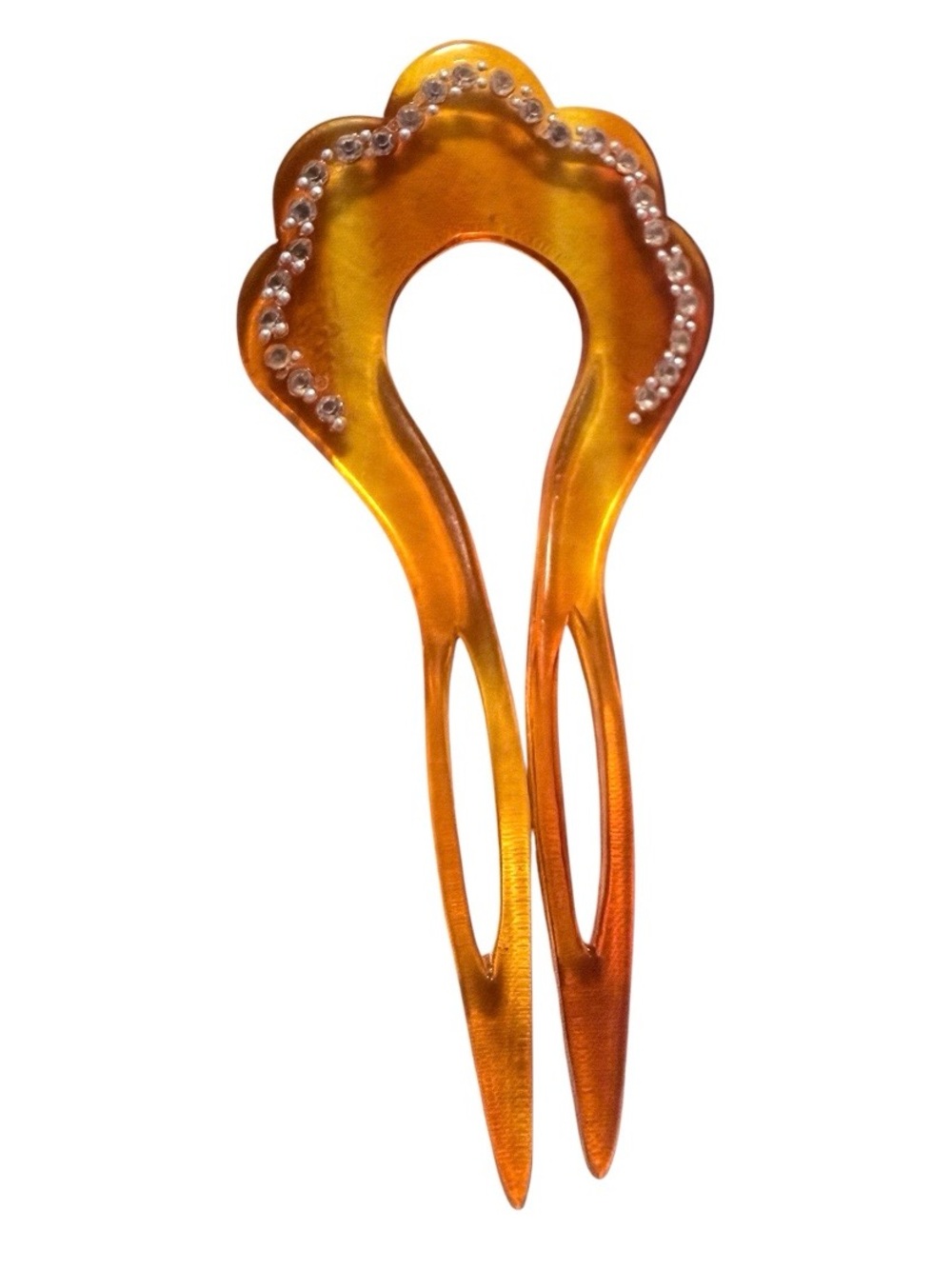 Vintage Mid Century Hair Pick in Tortoiseshell with Rhineatones, Made in Belgium